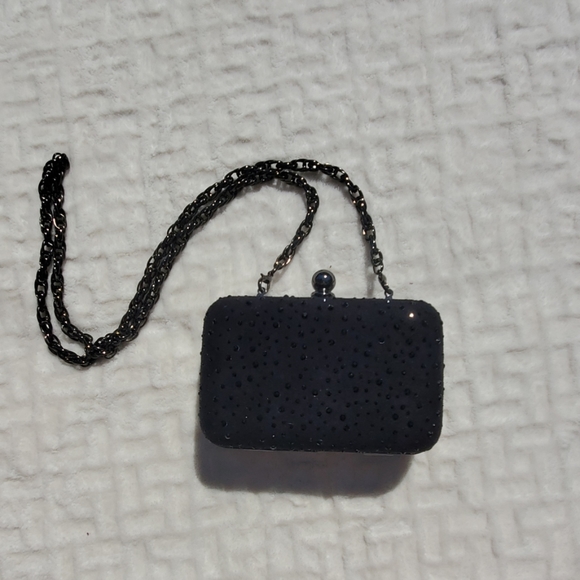 White House Black Market Handbags - EUC WHBM black rhinestone evening bag